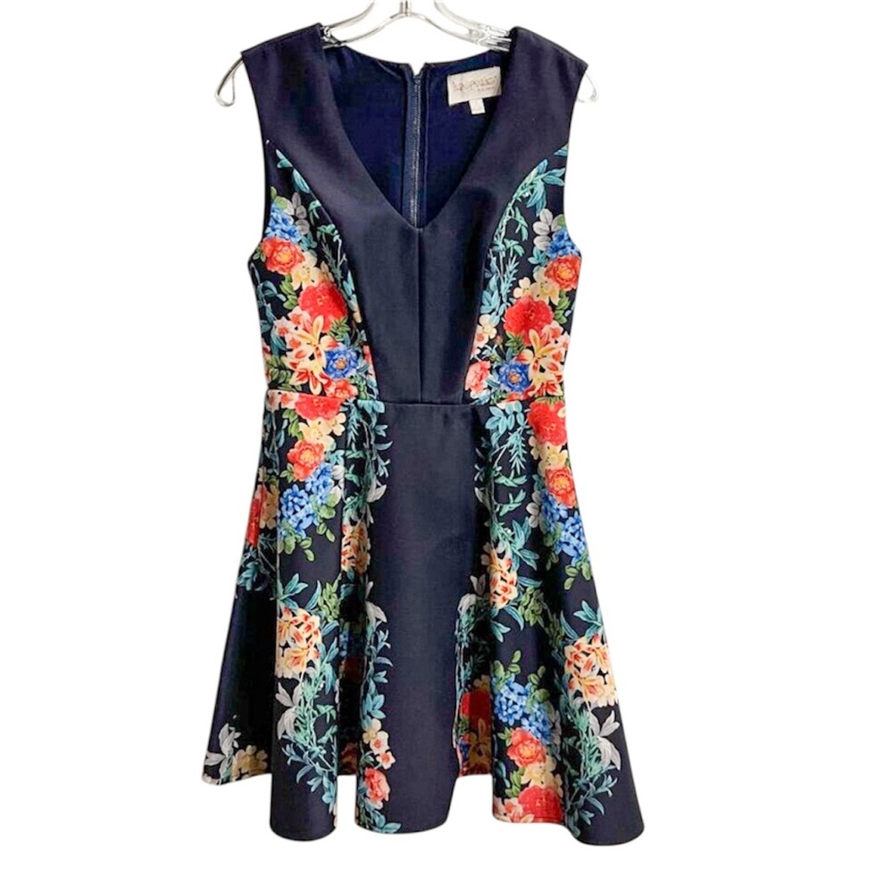 Keepsake The Label Navy Blue Floral Fit & Flare Mini Dress Small